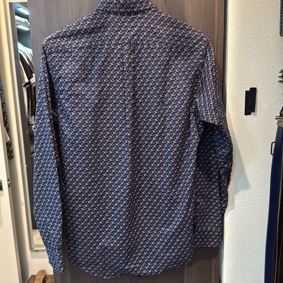 Ralph Lauren Blue Casual Button Down Shirt with Geometric Pattern - Picture 5 of 8